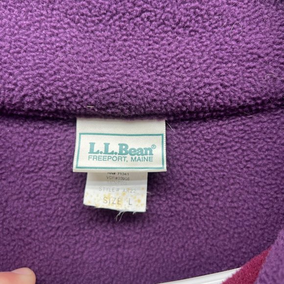 LL Bean Sweater Men Large Burgundy 1/4 Zip Sweatshirt Warm Outdoors Fleece VTG - Picture 6 of 12